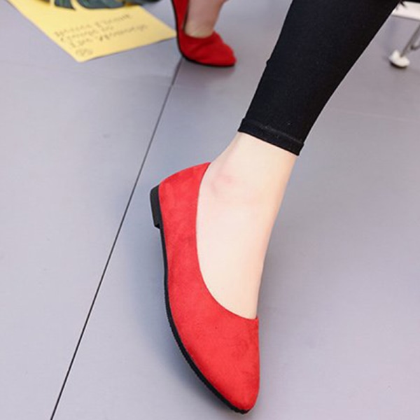 Kvinder Ballet Flats Shoe Casual Comfort Slip On spidstå arbejde Red 38