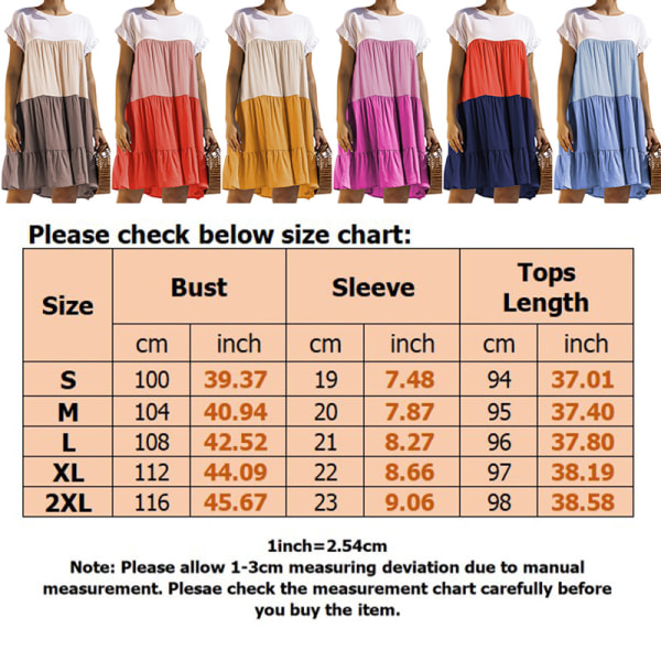 Kvinnor färgmatchande A-line solklänning volang tunika midiklänning Khaki M
