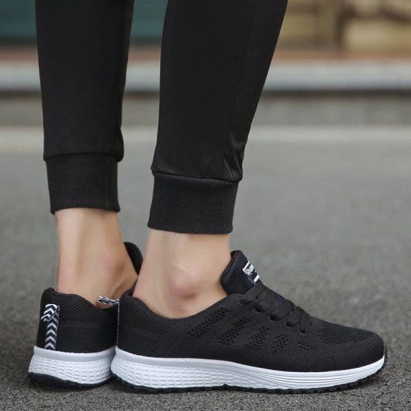 Löparsneakers för damer som andas casual atletiska skor Black,37