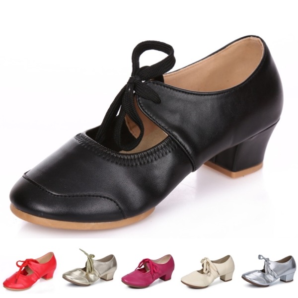 Damsnörning Ballroom Salsa Latin Skor Square Dance Shoe Guld 35