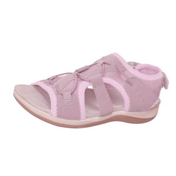 Kvinnors utomhussandaler med krok och ögla platta sandaler med öppen tå Pink 39