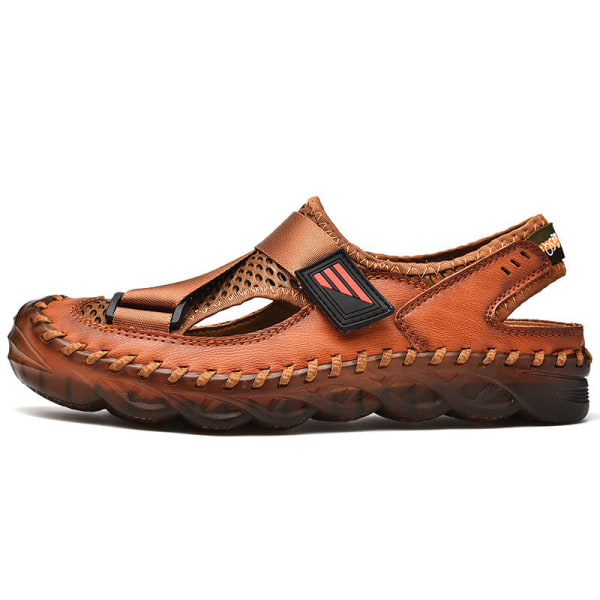 Lätta sommarlägenheter för män Andas bekväma sandaler Brown,39