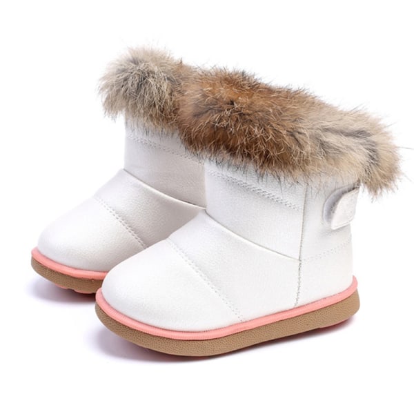Flicka Vinterstövlar Dra på Kort Bootie Komfort Vandring Snow Boot Vit 23