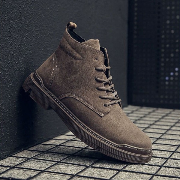 Män Casual Shoes Comfort High Top Ankel Boot Walking Fashion Brun 40