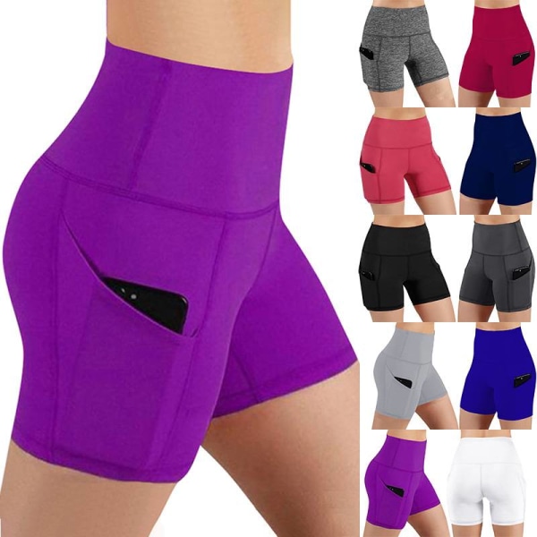 Naisten Urheiluhousut Lyhyet Housut Jooga Shortsit Casual Fitness purple,S