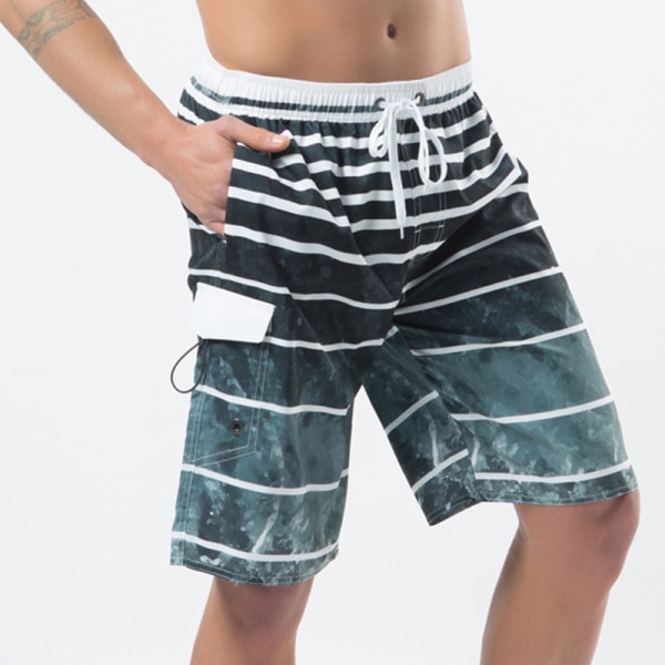 Män Beach Shorts Sommar Korta Byxor Semester Elastisk midja Casual grå M