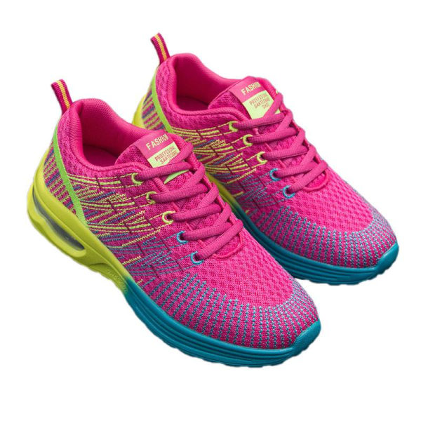 Luftkuddesneakers för damer, löpande sportskor som andas Rose Red,35