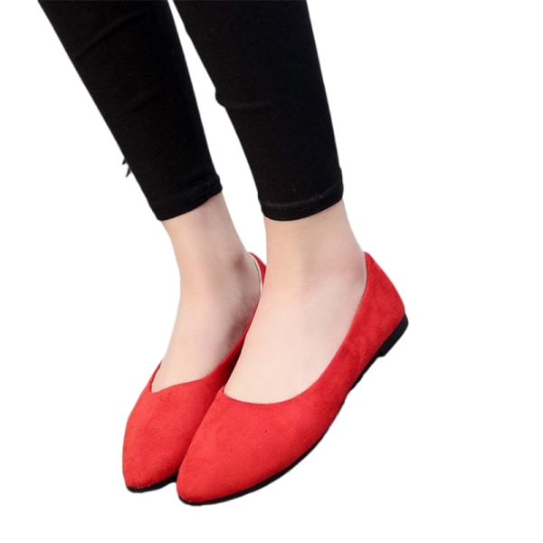 Kvinder Ballet Flats Shoe Casual Comfort Slip On spidstå arbejde Red 35
