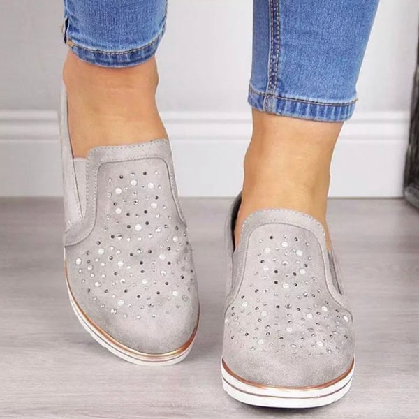 Dam Wedge Sneakers Comfort Slip on Loafers Skor Casual Flats grå 41 eb9b |  grå | PU| Gummi | Fyndiq