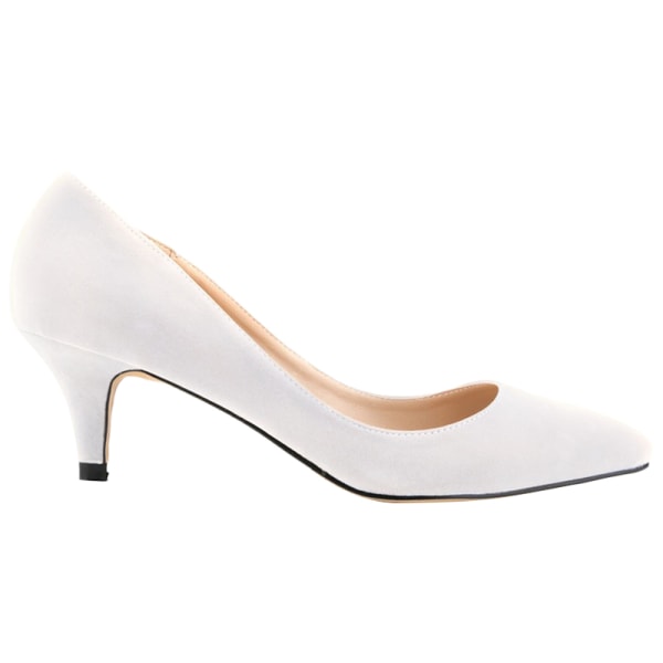 Kvinder Pointy Toe Pumps Mid Heel Shoe Velvet Cloth Party Bryllup White 39