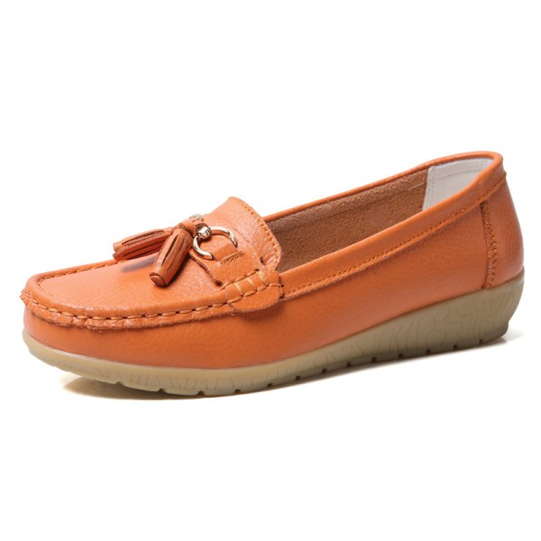 Dam Loafers Flats Slip On Flat Shoes Square Toe Anti Slip Orange 40