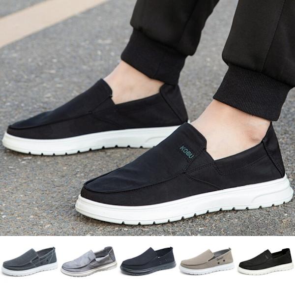 Mens Slip On Flats Casual Canvas Skor Bekv ma sneakers Gr 1 42