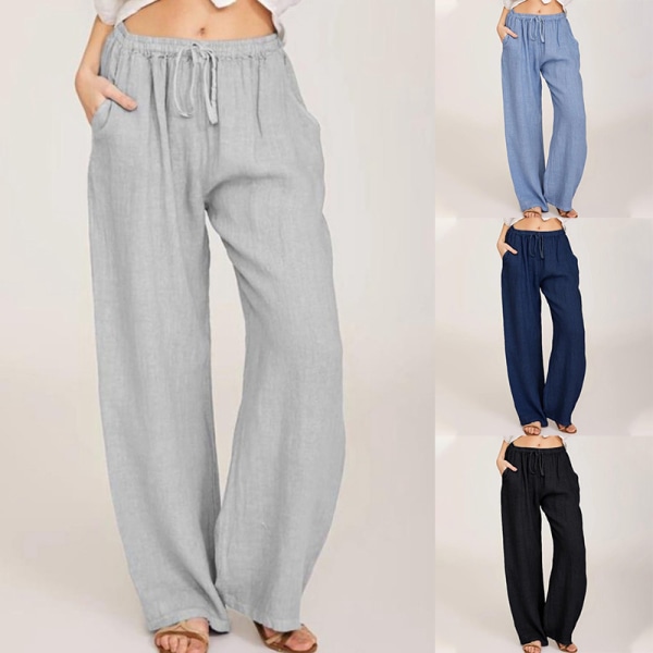 Kvinder Casual Yoga Bukser Dame Sommer Løse bukser med brede ben gray,3XL