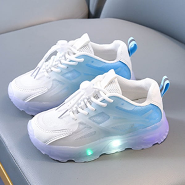 Børne Sneakers Luminous Løbesko Mesh åndbare sneakers Vit blå 29