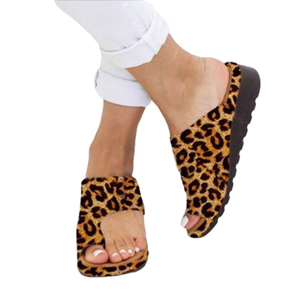 Comfy Platform Sandaler til kvinder Casual Slipper Anti-Slip udendørs Leopardmönster 38