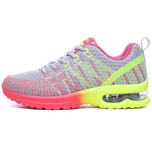 Luftkuddesneakers för damer, löpande sportskor som andas Grey Pink,39