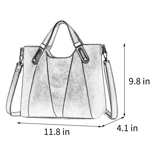 Handväska i äkta läder designer för kvinnor med multi fickor Lila 30x12x25cm/11.81x4.72x9.84"