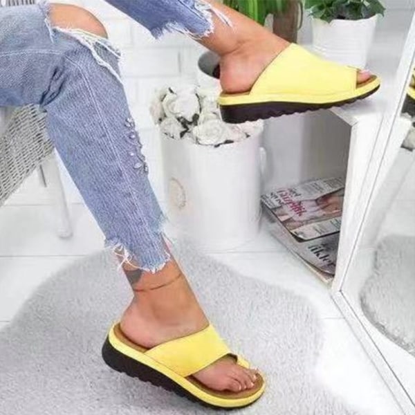 Comfy Platform Sandaler til kvinder Casual Slipper Anti-Slip udendørs Gul 37