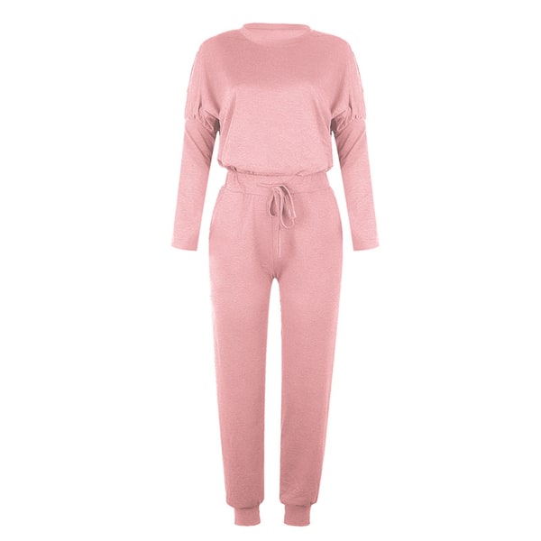 Naisten set pitkähihaiset topit+housut, housut, kotivaatteet Pink,L