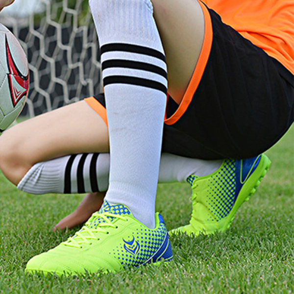 Teenager Unisex fodboldstøvler Spikes Sko Atletik Sneakers Green 37