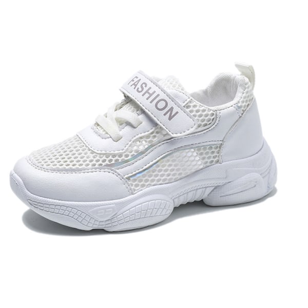 Slitstarka löparskor för flickor Halkfria Low Top Walking Shoe Sports Vit 28