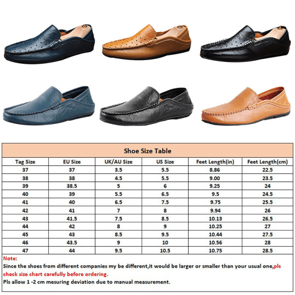 Män Halkfria läderlägenheter Hollow Out Loafers Comfort Slip On Ljusbrun-2 44