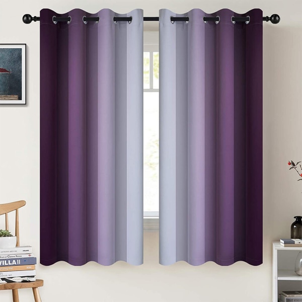 Mörkläggningsgardiner UV-skydd Energieffektiv fönstergardin Dark Purple W:54"x H:63"/137cm*160cm