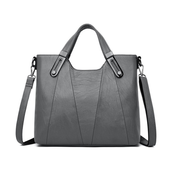 Dame designer ægte læder håndtaske multi lommer pung Ljusgrå 30x12x25cm/11.81x4.72x9.84"