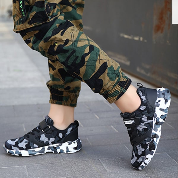 Børn Drenge Piger Camouflage sneakers Outdoor Casual Sko Camouflage Gray 33
