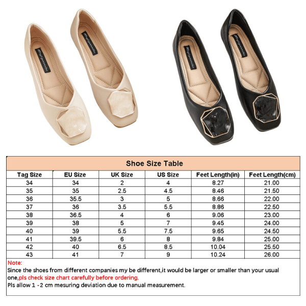 Dam Komfort Platta Skor Square Toe Anti-slip Dress Shoe Svart 39