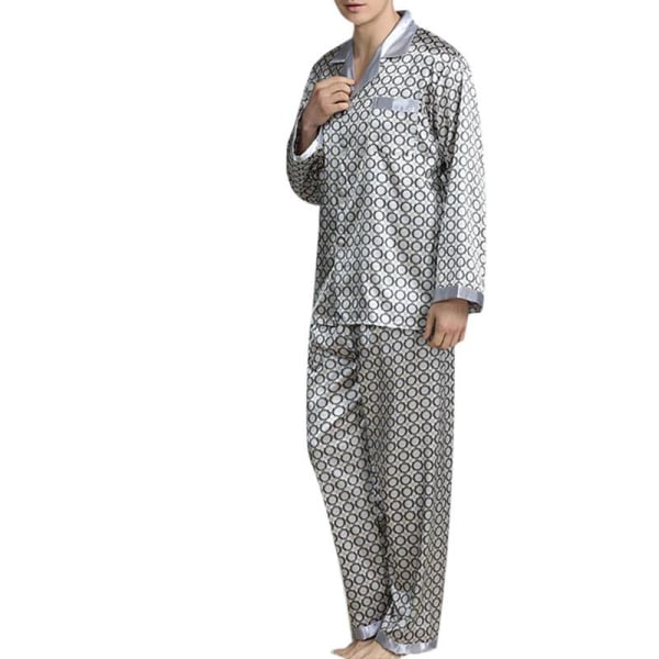 Herr Pyjamas Set T-shirt Lounge Bottoms Byxor Nattkläder kostym Pjs Silver XXL