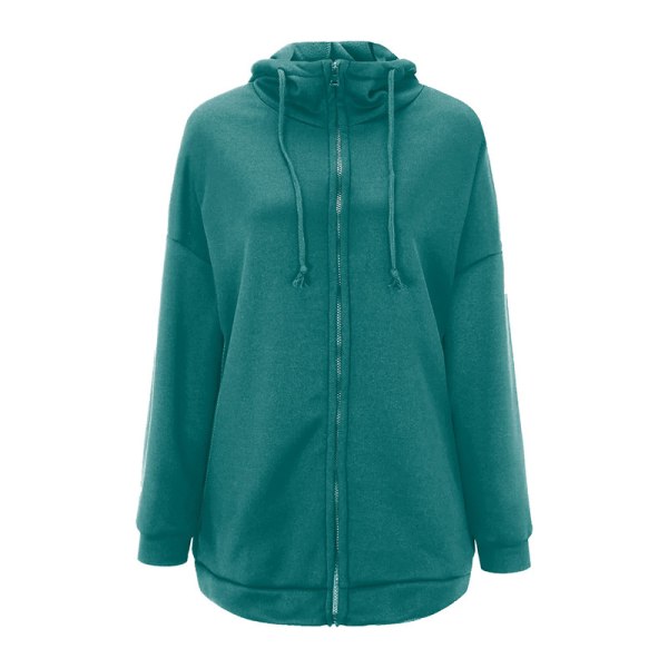 Dame almindelig hættetrøje Langærmet Loose Coat Sweatshirtjakke Gräsgrön 3XL