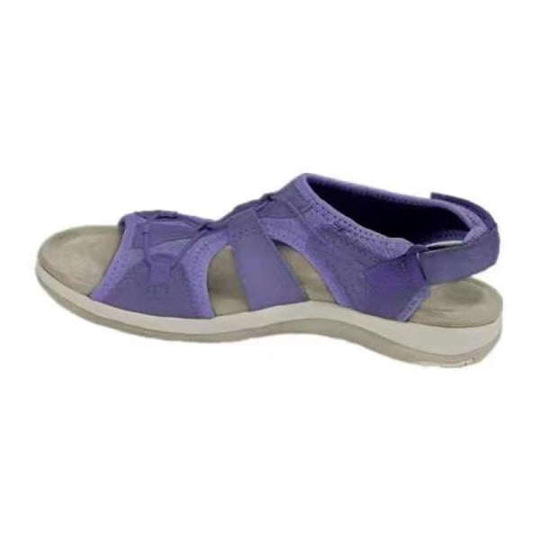 Kvinder udendørs sandaler krog & løkke flade sandaler åben tå Purple 39