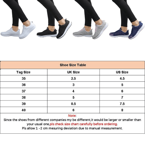 Löparsneakers för damer som andas casual atletiska skor White,35