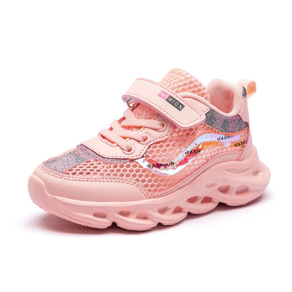 Barn flickor kardborre casual mjuk sula sneakers Pink 29