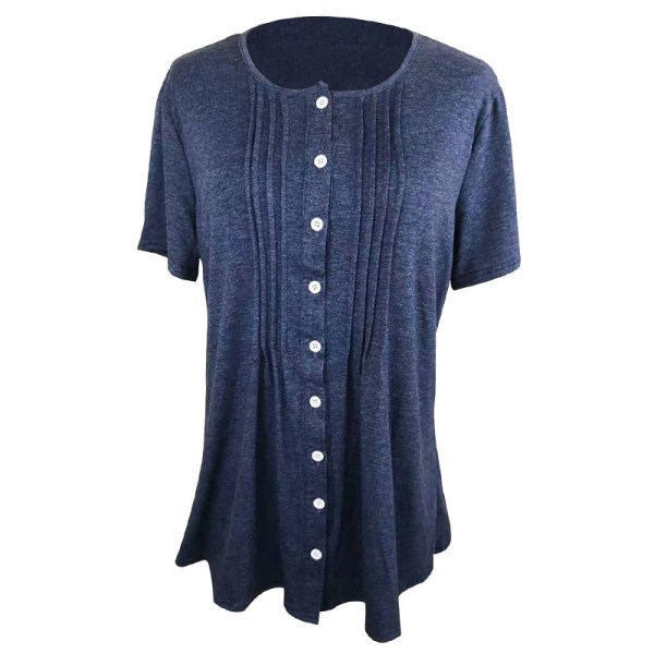 Dam T-shirt Rundhalsad Kortärmad Pullover Toppar Blus Tee Dark blue,XL