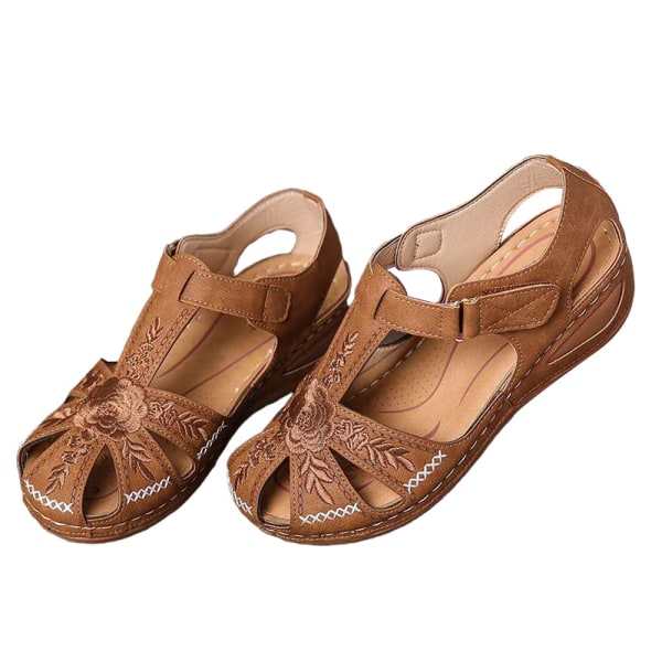 Kvinders fritidssko Modesandaler Komfortable sunde sko Yellow Brown,38