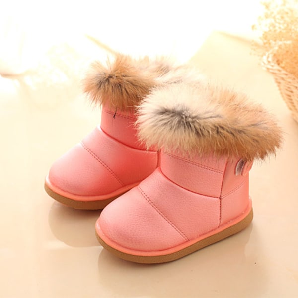 Winter Girls Kids Snow Pehmeä saappaat turkis lämmin nilkka casual Pink 24