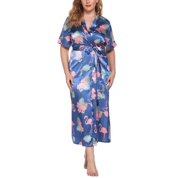 Kvinders morgenkåbe natkjole hjemmetøj Nattøj Pyjamas blue,3XL