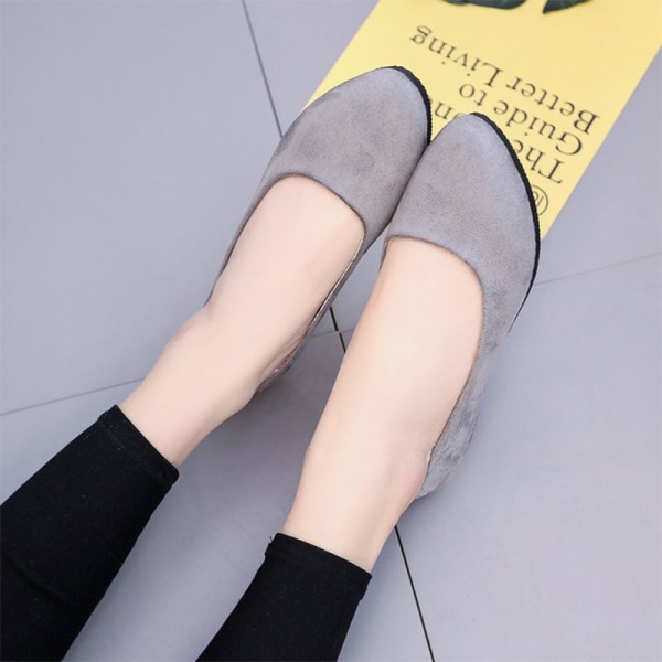 Kvinder Ballet Flats Shoe Casual Comfort Slip On spidstå arbejde Gray 36