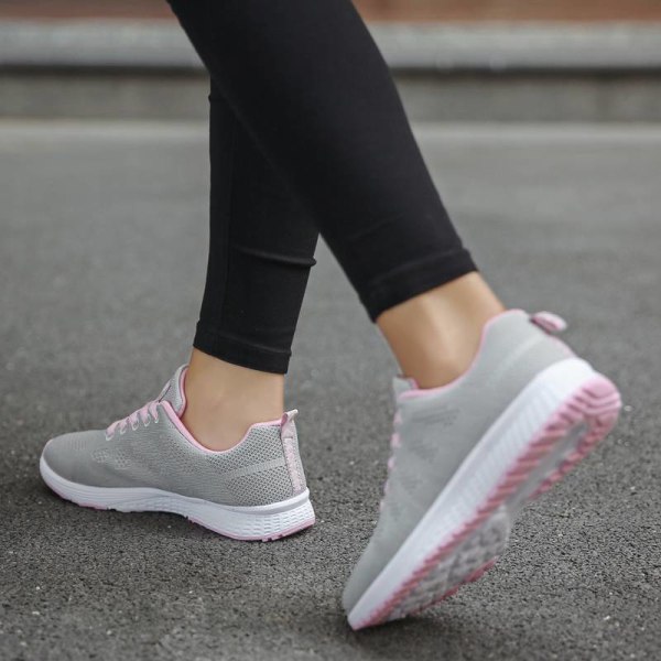Löparsneakers för damer som andas casual atletiska skor Gray Pink,40