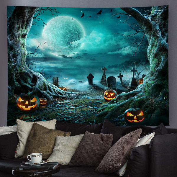 Halloween Skull Art Print Bohemian Tapestry Trippy Vägghängande WS003 230*180cm/91"x71"