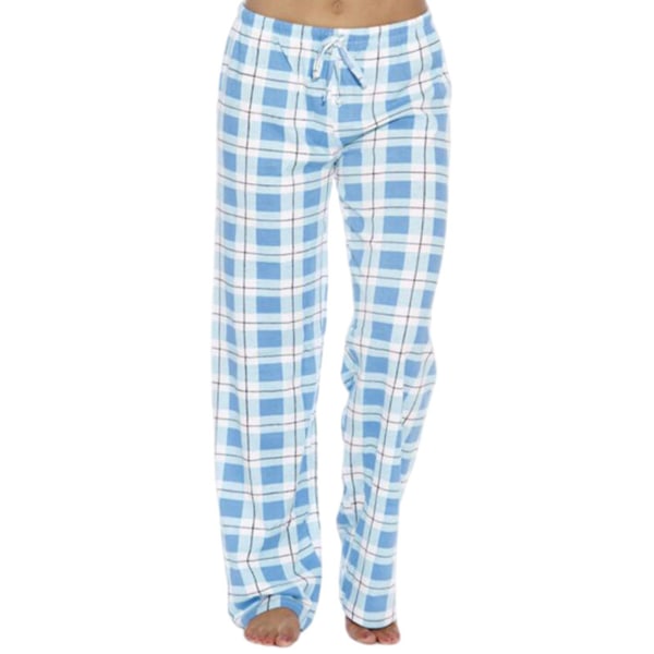Dame plaid elastiske pyjamasbukser Casual Baggy Loungewear Ljusblå S