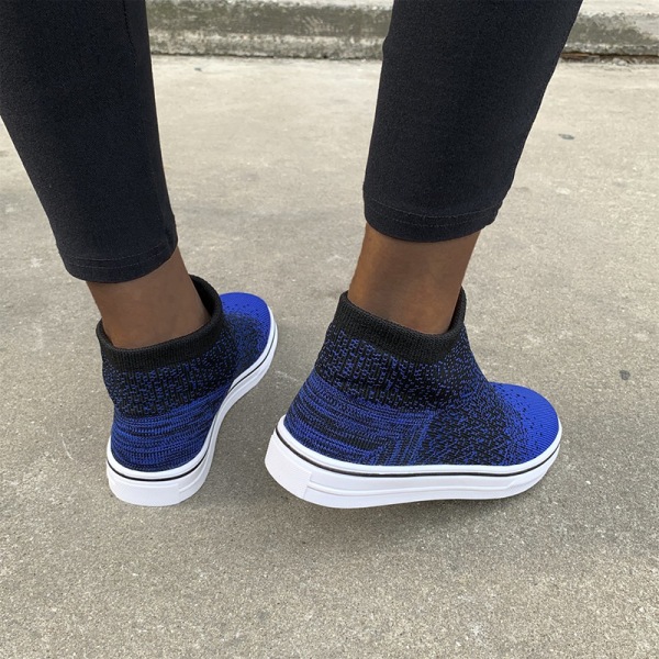 Kvinnors stickade mjuka sneakers hälsosamma skor glider in i andas Blue,38