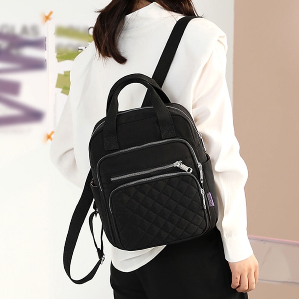 Handväska för kvinnor med multi fickor. Ryggsäck med justerbar axelrem Svart 9.84x6.69x12.6"