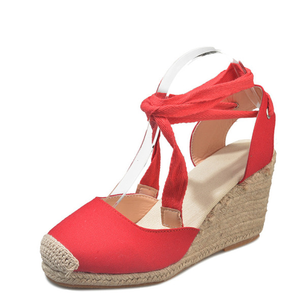 Bekväma sandaler för kvinnor med spetsiga tåremmar Casual Red,36
