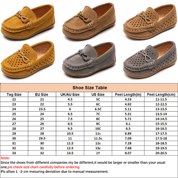 Boys Bownot Mocka Upper Boat Shoes Soft Hollow Out Mockasiner Brun-2 32