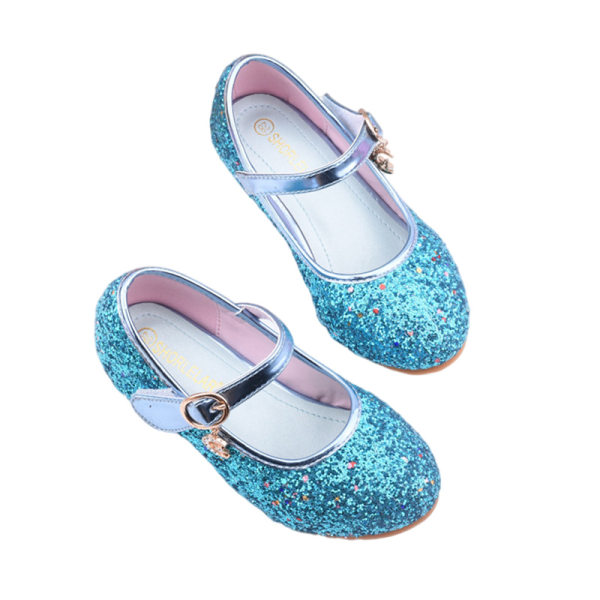 Tyttöjen paljetteja juhlakengät Princess Dance Shoes Heels Sandaalit Blue 27