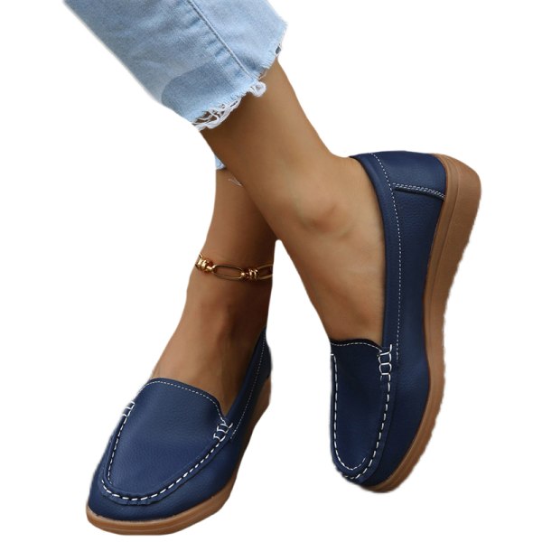 Mode Lady Kilar På Slip On Walking Shoes Sandaler Blå 39