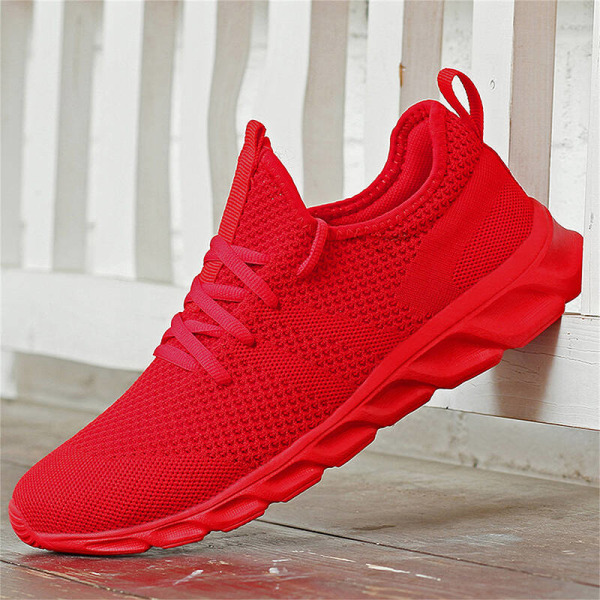 Unisex Solid Color Mesh Sneakers Bekväma Sneakers med mjuk sula Röd 38